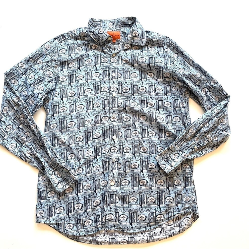 SIMON carter London blue sundial button down 16.5 42